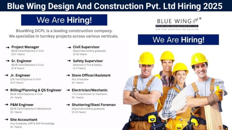 Blue Wing Design And Construction Pvt. Ltd Hiring 2025 | Locations: Goa & Ahmedabad