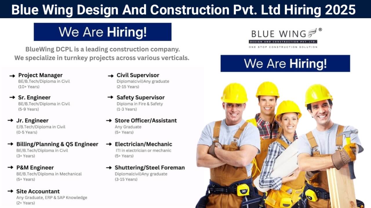 Blue Wing Design And Construction Pvt. Ltd Hiring 2025 | Locations: Goa & Ahmedabad