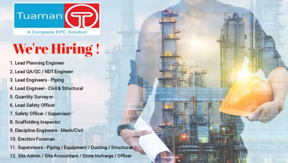 Tuaman Engineering Limited Recruitment 2026 | For ongoing EPC projects across Assam, Gujarat, and West Bengal