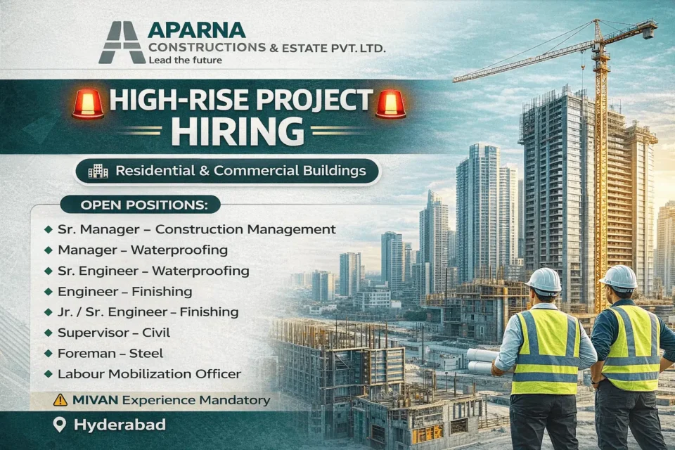 Aparna Constructions & Estates Pvt. Ltd Hiring 2026 | or High-Rise Building Projects