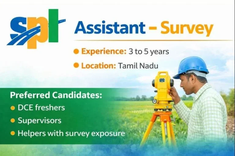 SPL Infrastructure Pvt Ltd Hiring 2026 | For Assistant – Survey