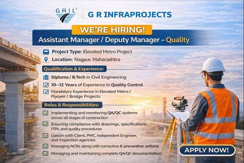 GR Infraprojects Ltd Hiring 2026 | For Elevated Metro Project in Maharashtra