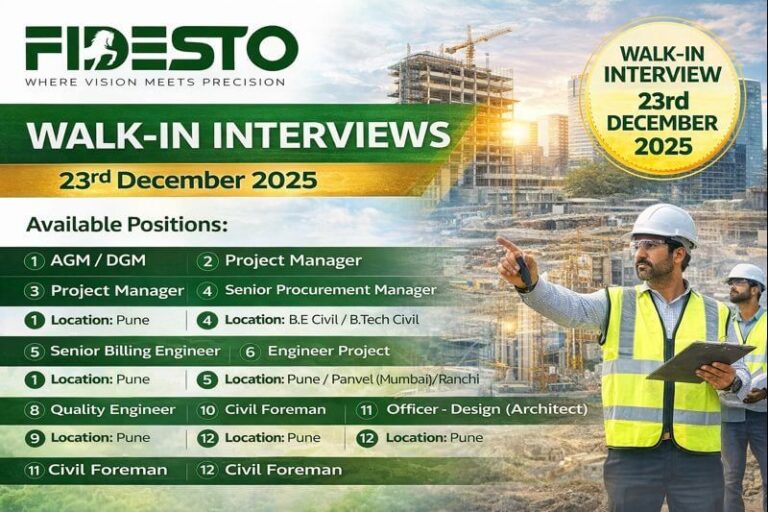 Fidesto Project Pvt Ltd Latest Walk In Interview 2025 | For Diploma, BE and B.tech
