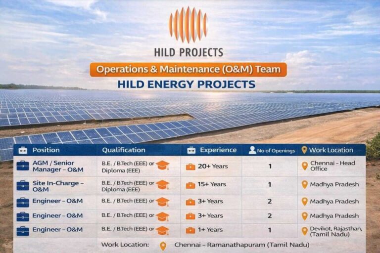Hild Energy Projects Recruitment 2026 | For Operations & Maintenance (O&M) team