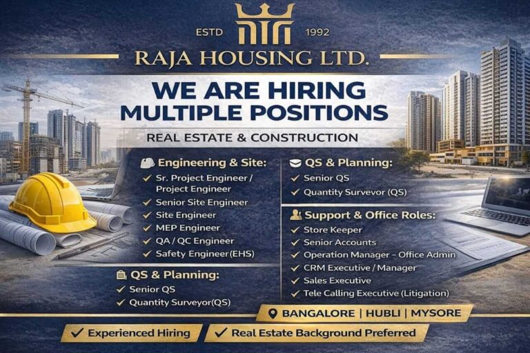 Raja Housing Ltd Vacancy 2026 | For Real Estate / Construction Industry background