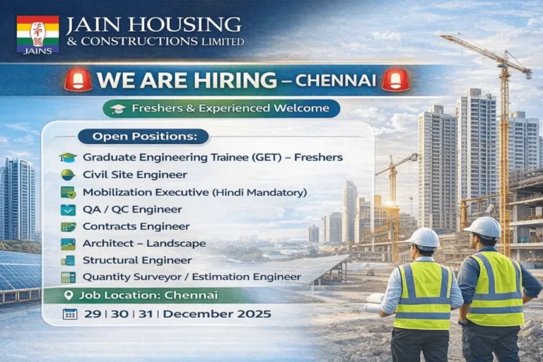 Jain Housing & Constructions Limited Walk-In Interview | Dates: 29th, 30th & 31st December 2025