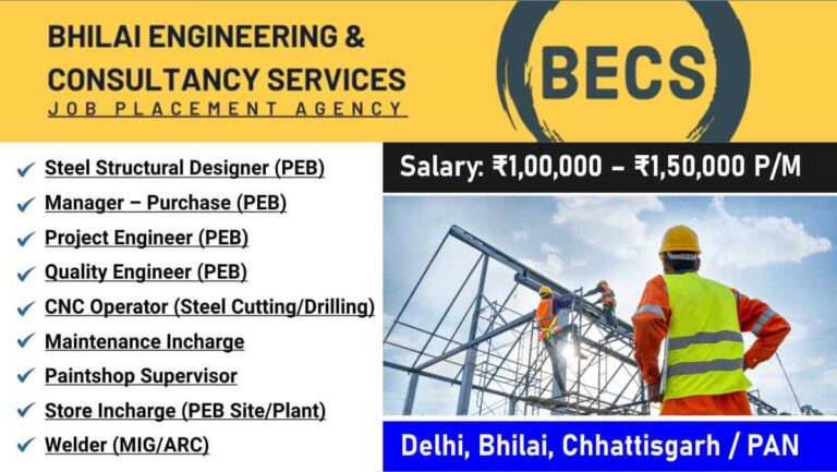 BECS Recruitment 2026 | Civil, Mechanical & Structural Engineering Jobs with High Salary | Delhi, Bhilai, Chhattisgarh / PAN