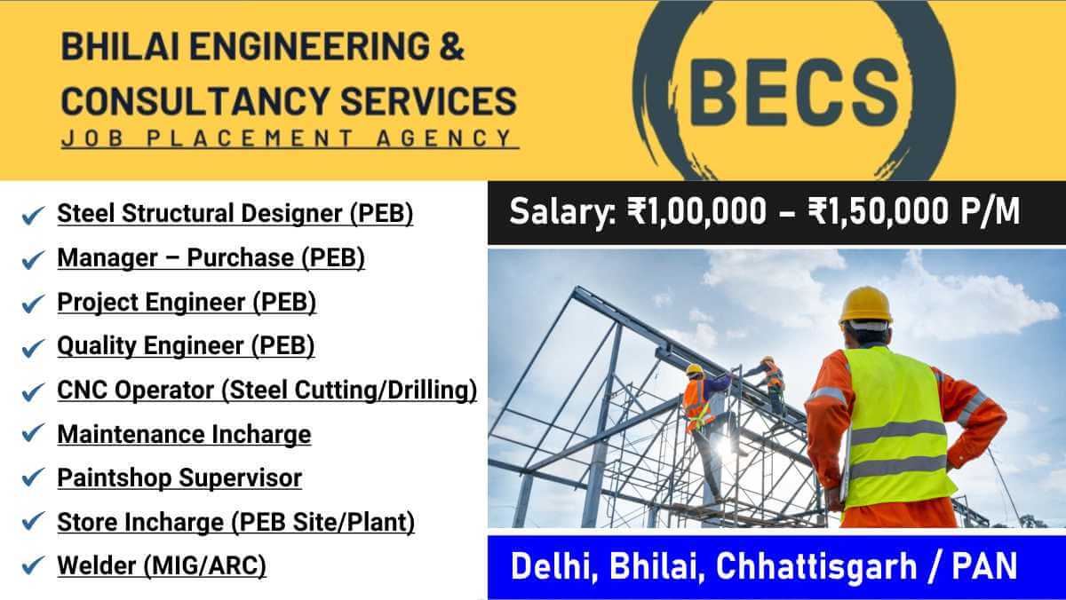 BECS Recruitment 2026 | Civil, Mechanical & Structural Engineering Jobs with High Salary | Delhi, Bhilai, Chhattisgarh / PAN