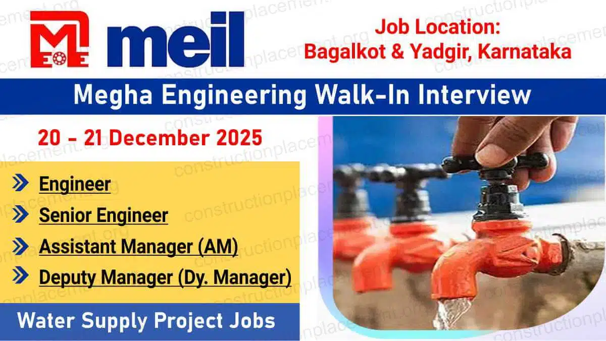 Megha Engineering Walk-In Interview 2026 | Engineer to Dy Manager Jobs | Karnataka Water Projects