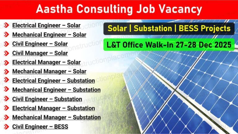 Aastha Consulting Job Vacancy 2026 | For Solar Power & BESS Projects | Engineers & Managers | India & Overseas Jobs