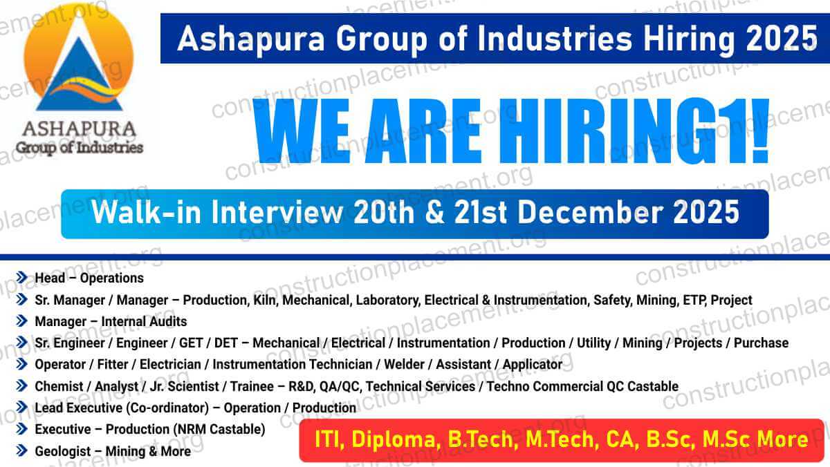 Ashapura Group of Industries Hiring 2026 | Walk-in Jobs for Engineers, Managers, Technicians in Kutch & Mumbai