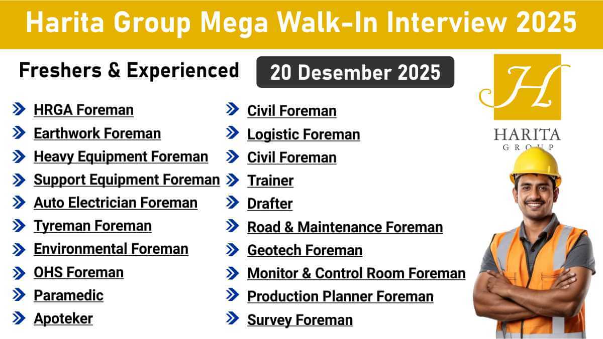 Harita Group Latest Walk-In Interview 2025 | 20+ Foreman & Site Jobs | Freshers & Experienced Welcome