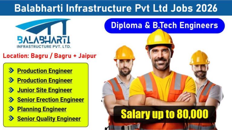 Balabharti Infrastructure Pvt Ltd Jobs 2026 | Location: Bagru / Bagru + Jaipur