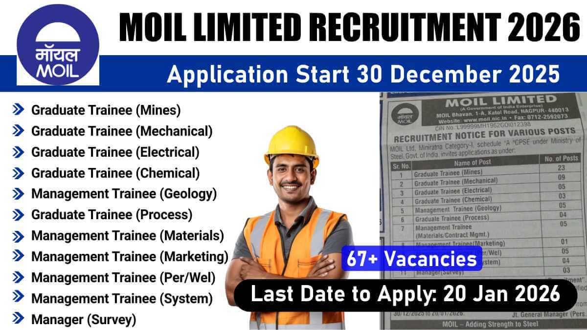 MOIL Limited Latest Vacancy 2026 | Govt of India Jobs | Graduate & Management Trainee Vacancies