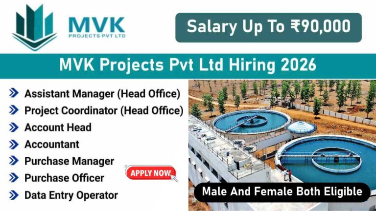 MVK Projects Pvt Ltd Recruitment 2026 | Head Office Location: Surat, Gujarat | Male And Female Both Eligible
