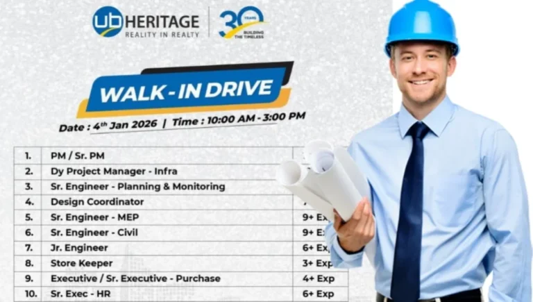 UB Heritage Walk-In Interview 2026 | Civil Engineer Jobs Near Me