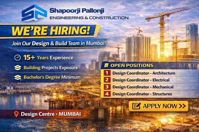 Shapoorji Pallonji – Engineering & Construction Vacancy 2026 | Location: Design Centre – Mumbai