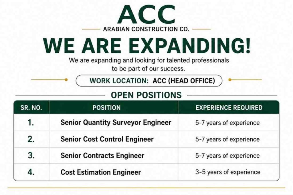 ACC Arabian Construction Recruitment | Quantity Surveying, Cost Control ...
